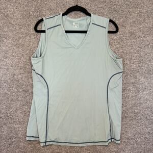 Title Nine Shirt Women XL Blue Tank Top Sleeveless Nylon Stretch Vneck Gym Yoga